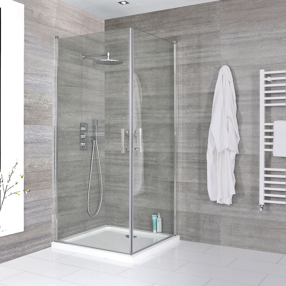 Milano-Portland-Hinged-Double-Door-Corner-Shower-Enclosure-with-Tray-Choice-of-Sizes