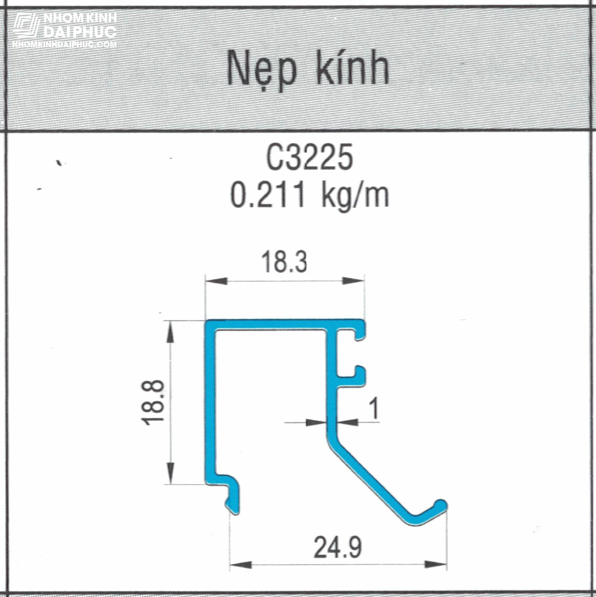 Nẹp kính cho vách tách khung (kính hộp) C3225