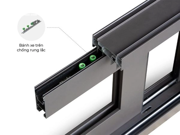 cau-tao-cua-truot-nhom-kenwin-55s Hệ thống ray inox và bánh xe dẫn hướng chống rung lắc