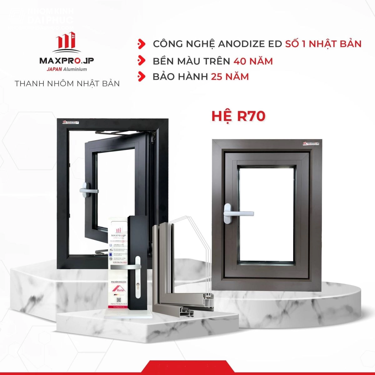 Cửa nhôm Maxpro hệ 70