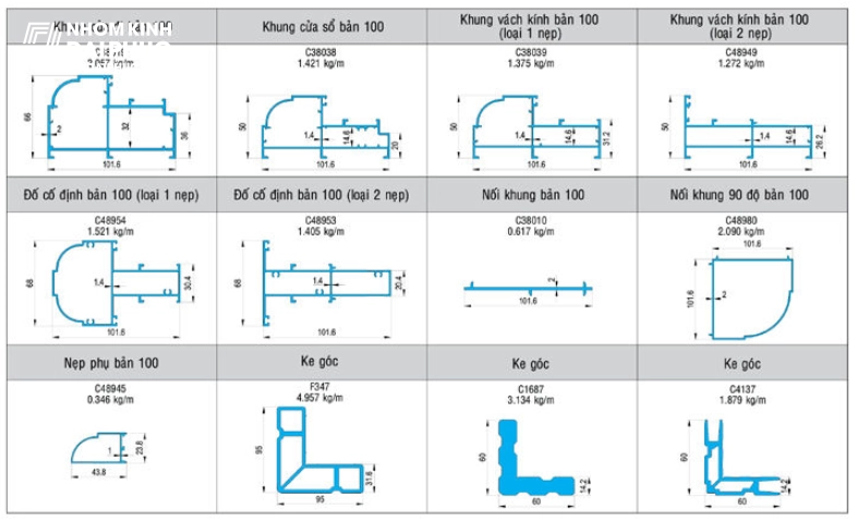 profile-cua-xingfa-he-100 Profile Nhôm Xingfa Hệ 100
