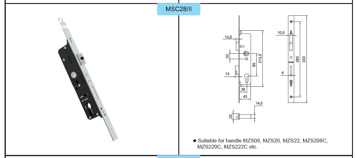 than-khoa-don-diem-kinlong-msc28-ii Thông số kỹ thuật thân khóa đơn điểm Kinlong MSC28/II